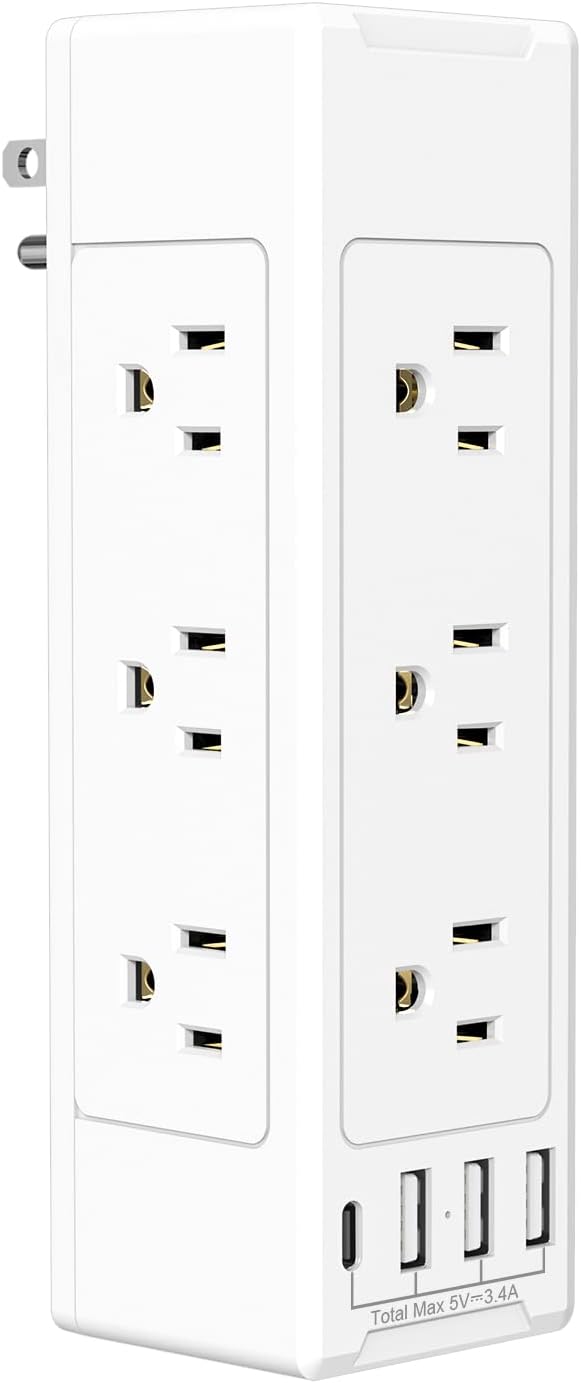 Outlet Extender Surge Protector with USB, BTU Multi Plug Wall Outlet