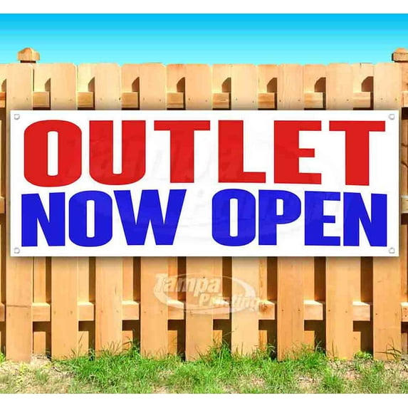 Outlet Now Open 13 oz Vinyl Banner With Metal Grommets