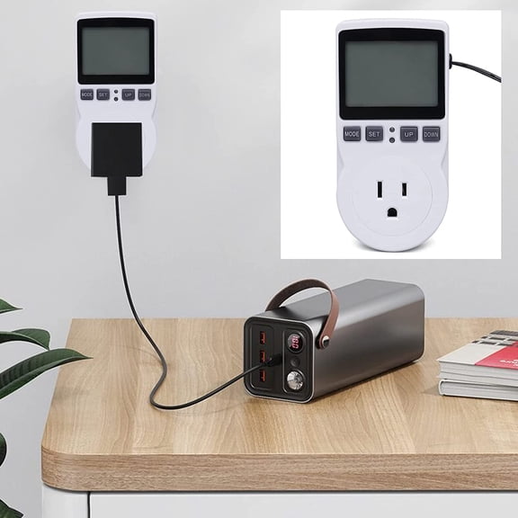 Outlet Plug Temperature Controller 15A LED Heating Cooling Digital Thermostat Regulator Temperature Controller Socket with a Large LED Display and Four Buttons