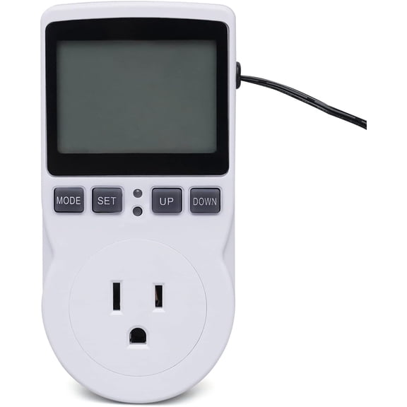 Outlet Plug Temperature Controller 15A LED Heating Cooling Digital Thermostat Regulator Temperature Controller Socket with a Large LED Display and Four Buttons