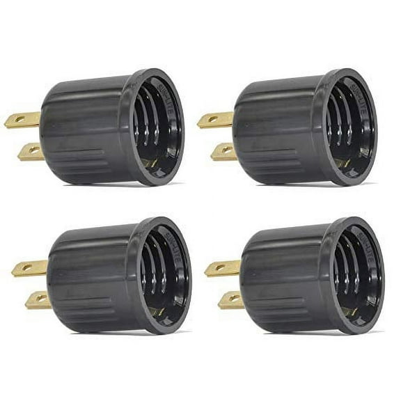Outlet to Socket Adapter,Plug-in Light Socket,Convert Outlet to Light Bulb Socket,Polarized 2-Prong Outlet to E26 E27 Screw Base Bulb Socket, 660 Watt, 125 Volt, UL Listed (4-Pack)