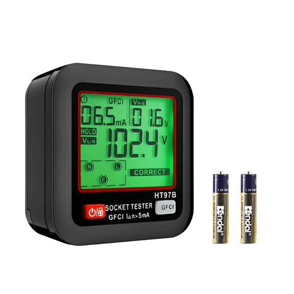 Outlet Tester Electrical GFCI Trip Tester w/ LCD Display Receptacle Detector