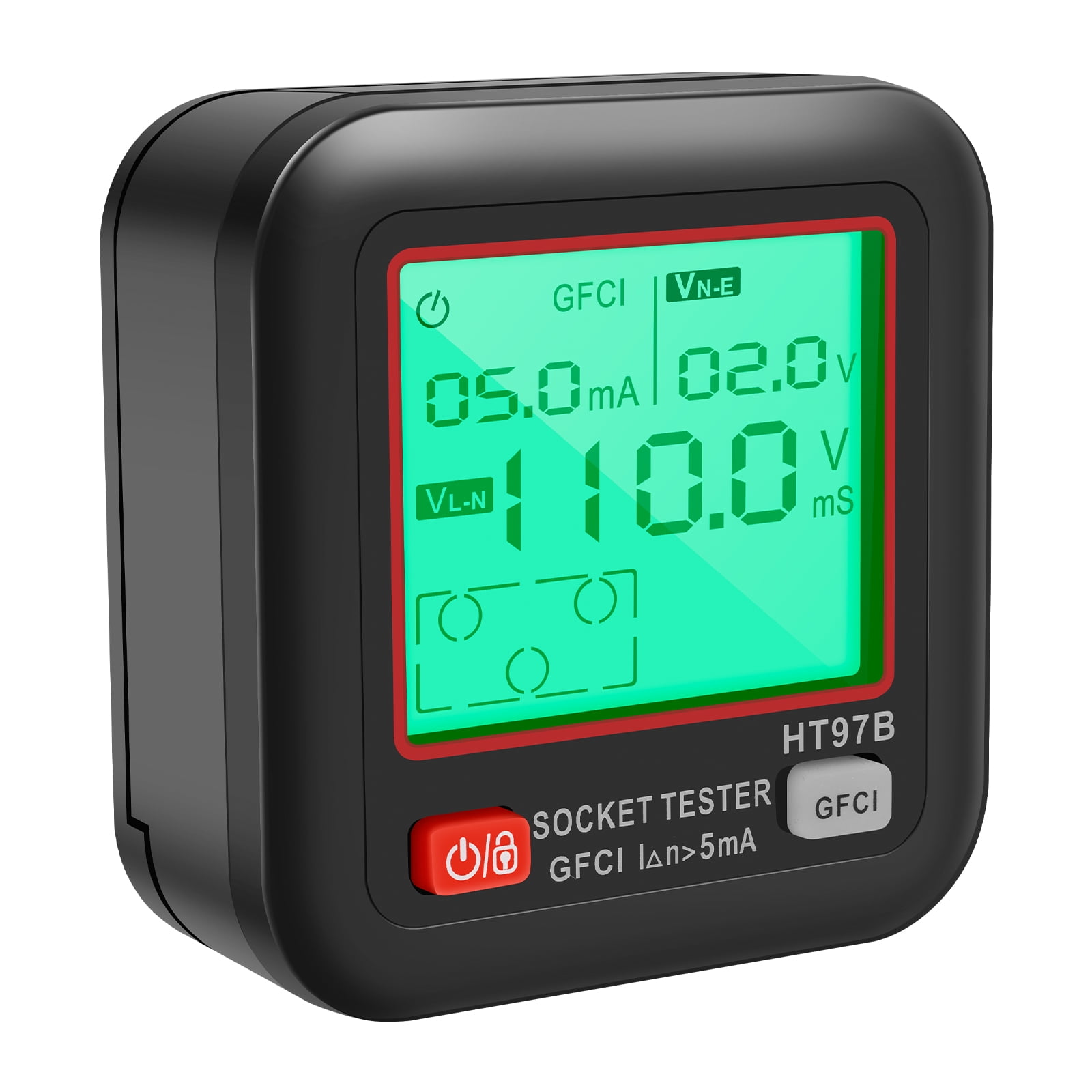 Outlet Tester with LCD Display Electrical GFCI Trip Tester Receptacle