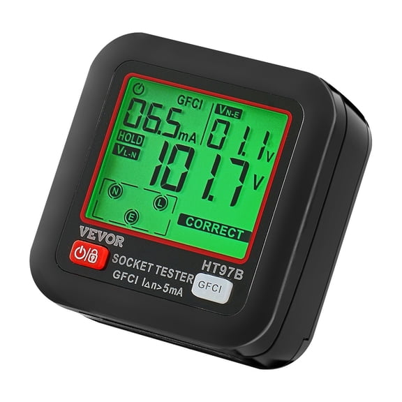 Outlet Tester with LCD Display - GFCI Trip Tester, Receptacle Detector for 3-Prong Electrical Outlets, Voltage Indicator