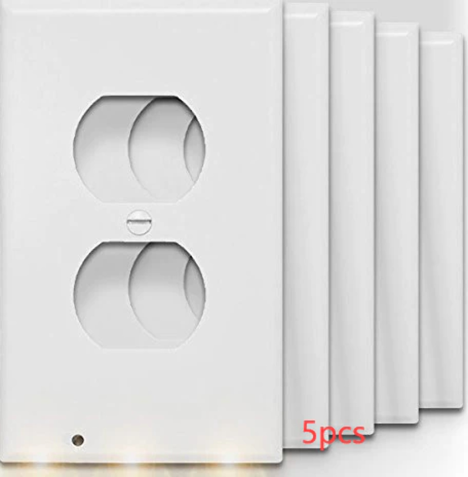 Outlet Wall Plate LED Night Light Duplex Outlet White (5Pack)