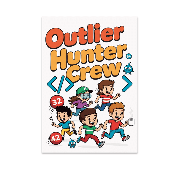 Outlier Hunter Crew Cartoon Wall Decor - Data Analyst - 13x19 Poster Print