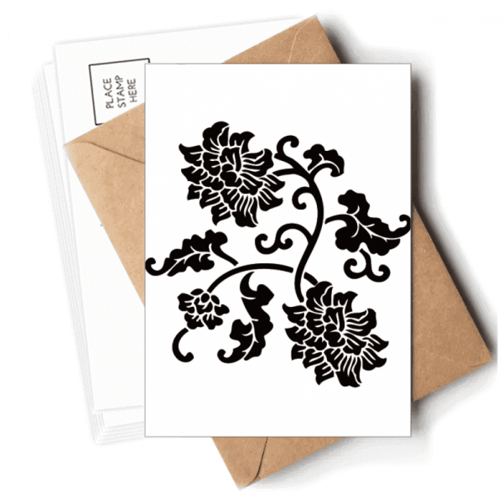 Outline Black Flowers  Postcards Envelopes Blank Note Cards Mailing