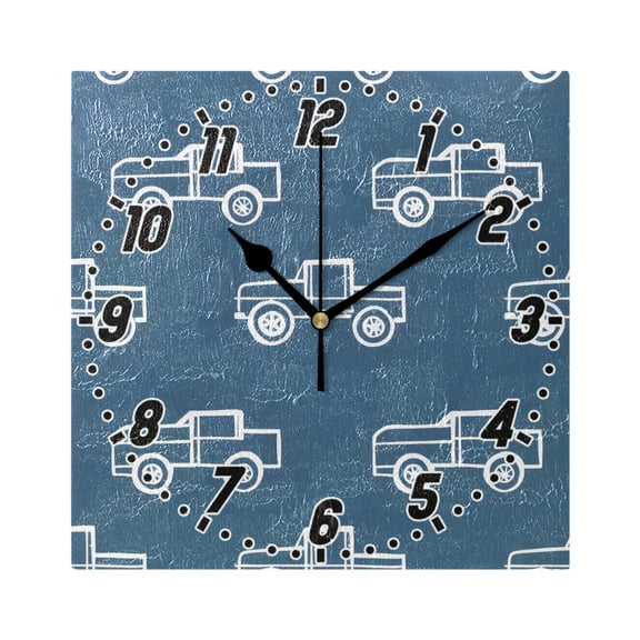 Outline Cars Wall Clock Battery Operated Silent Non-Ticking Bedroom Office Kitchen Home School Decor 7.8"(Black)