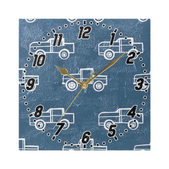 Outline Cars Wall Clock Battery Operated Silent Non-Ticking Bedroom Office Kitchen Home School Decor 7.8"(Gold)