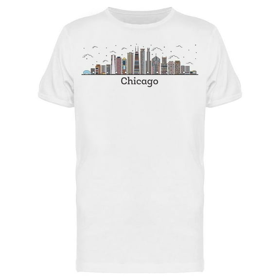 Outline Chicago Illinois  T-Shirt Men -Image by Shutterstock, Male x-Large