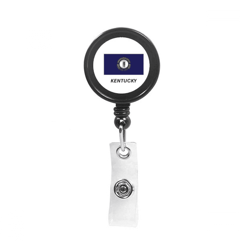 Outline Flag State Kentucky Retractable Keychain Badge Holder ID Badge