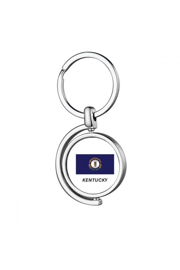 Outline Flag State Kentucky Rotating Keychain Metal Keyring Holder