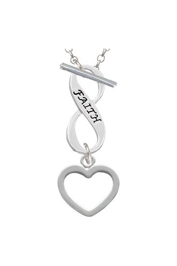 Outline Heart Faith Infinity Toggle Chain Necklace