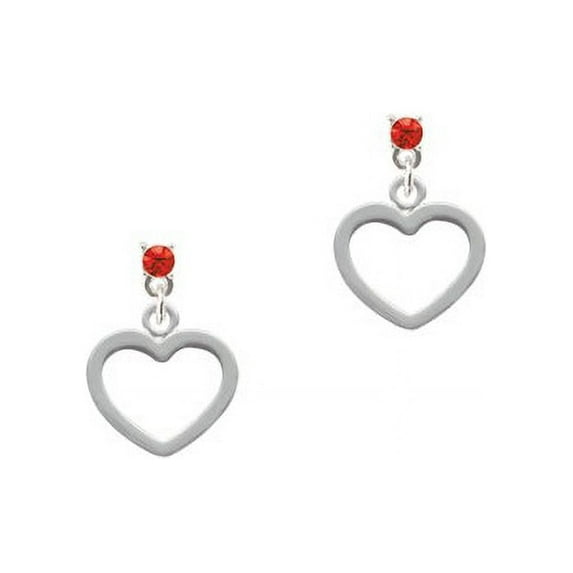 Outline Heart - Red Crystal Post Earrings