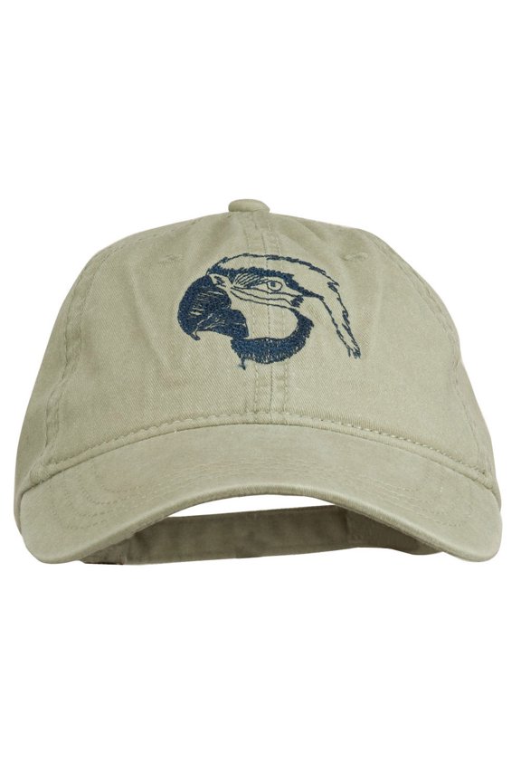 Outline Image of a Parrot Embroidered Washed Cap - Stone OSFM