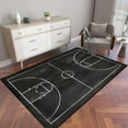 thumbnail image 1 of Outline Lines Chalk Basketball Black Tactics Area Rug Outdoor Patio Rug Play Mat Modern Floor Carpet Non-Slip Home Decor Living Room 2x3ft, 1 of 6