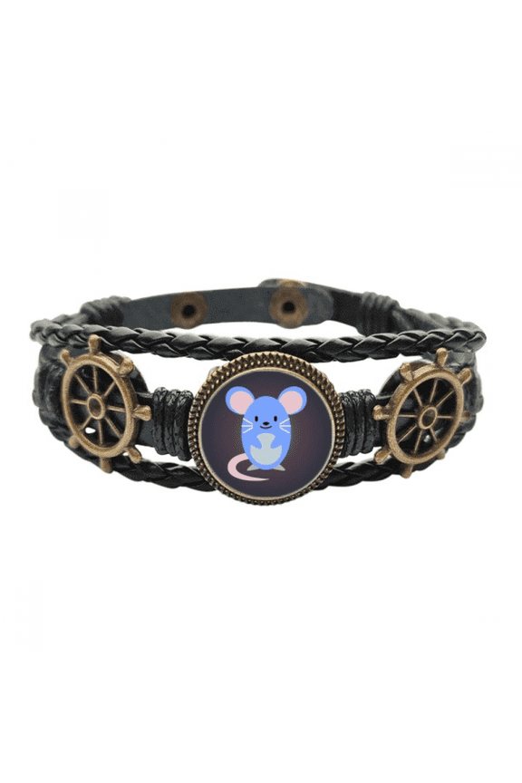 Outline Lovely Cartoon Mouse Exquisite Leather Braided Ocean Bracelet Wristband