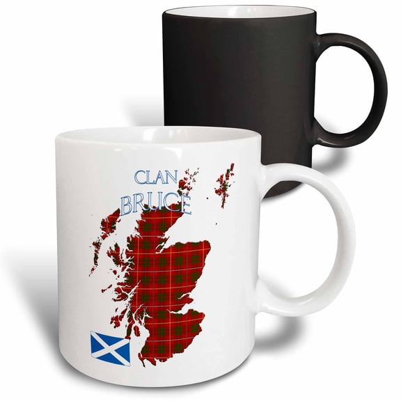 3drose, Outline of Scotland with the Bruce Clan Family Tartan., 11oz Magic Transforming Mug