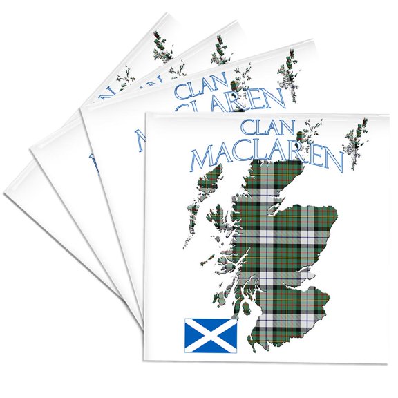 3drose, Outline of Scotland with the Maclaren Dress Clan Family Tartan., Set of 4 Ceramic Tile Coasters