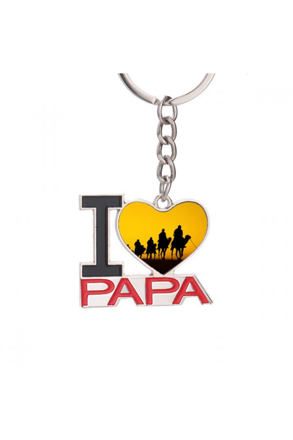 Outline Sunset Journey Silk Road Camel Desert Keychain Metal Keyring Holder Love PAPA Father