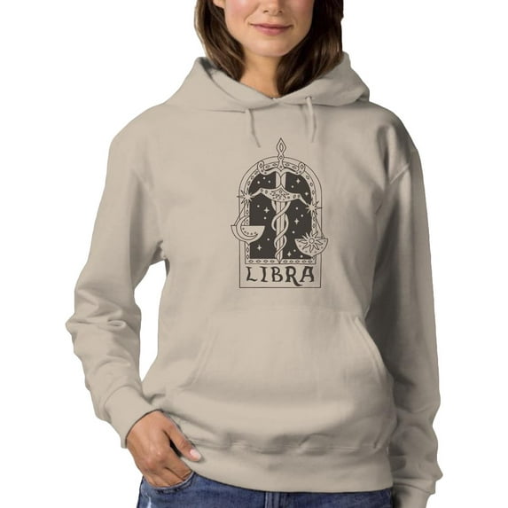 Outline Zodiac Sign Libra Hoodie Women -Image by Shutterstock, Female Medium
