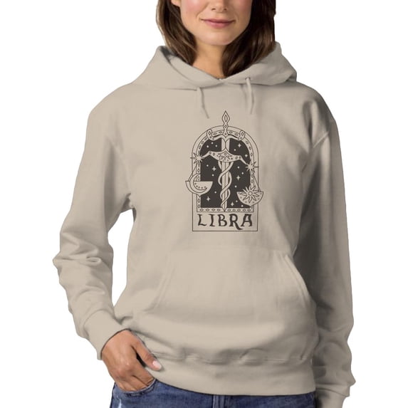 Outline Zodiac Sign Libra Hoodie Women -Image by Shutterstock, Female XX-Large