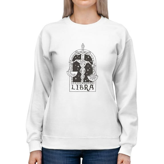 Outline Zodiac Sign Libra Sweatshirt Women -Image by Shutterstock, Female Large