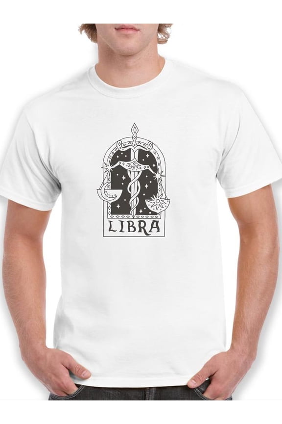 Outline Zodiac Sign Libra T-Shirt Men -Image by Shutterstock, Male Medium