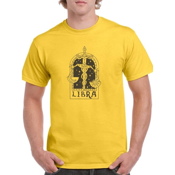 Outline Zodiac Sign Libra T-Shirt Men -Image by Shutterstock, Male Small