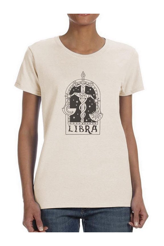 Outline Zodiac Sign Libra T-Shirt Women -Image by Shutterstock, Female Small