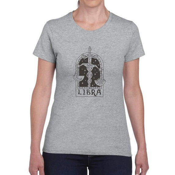 Outline Zodiac Sign Libra T-Shirt Women -Image by Shutterstock, Female x-Large