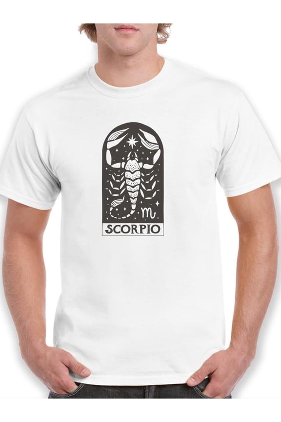 Outline Zodiac Sign Scorpio T-Shirt Men -Image by Shutterstock, Male Large