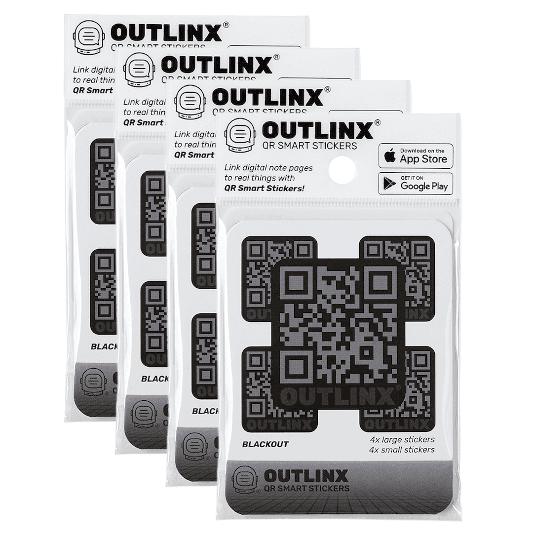 Outlinx Blackout QR Smart Stickers, Bundle of 4 Packs, 32 stickers