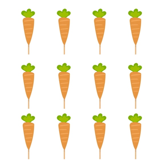 OutmaxHome 12 Pack Easter Carrot Birthday Cake Card Easter Party Decorations Disposable Birthday Cake Inserts