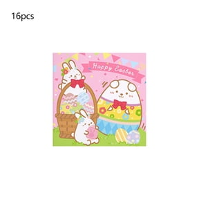 OutmaxHome 16 Pack Easter Disposable Paper Napkins Easter Themed Disposable Tableware for Spring Easter Decor