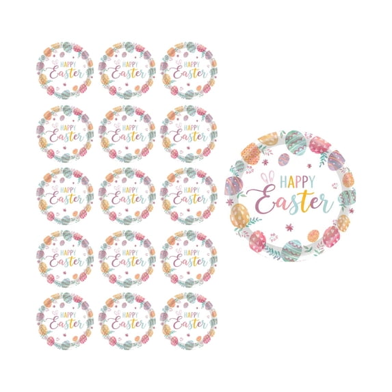 OutmaxHome 16 Pack Easter Disposable Paper Plates 9Inch Party Tableware Spring Easter Decor Party Supplies
