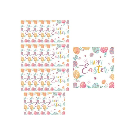 OutmaxHome 20 Pack Easter Bunny Disposable Napkins Party Tableware Spring Easter Decor Party Supplies
