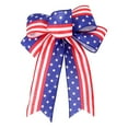 thumbnail image 1 of OutmaxHome 4th of July Patriotic Wreath Bow Red White Blue Stripe Star Bow American Flag Bunting Bows Memorial Day Decoration for Indoor Outdoor Holiday Independence Day Decorations, 1 of 4