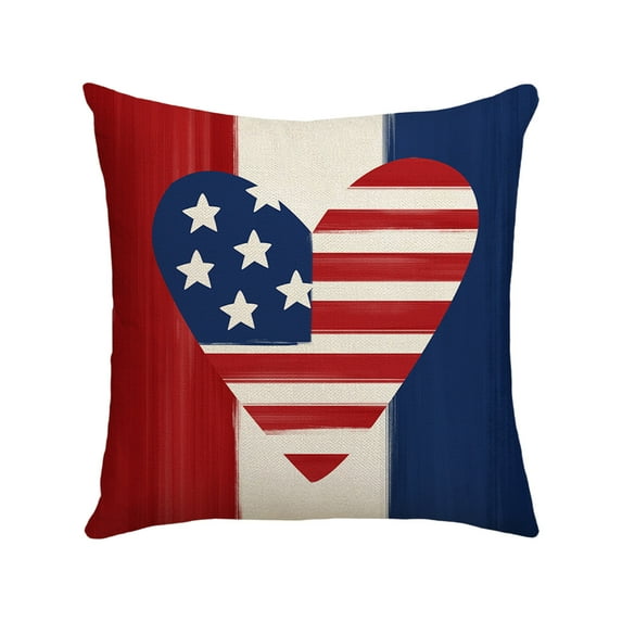 OutmaxHome 4th of July Pillow Covers 18x18 Independence Day Memorial Day Outdoor Decor Throw Pillows for Couch American Flag Patriotic Star and Stripes Pillowcase Decorative Cushion Case for Sofa