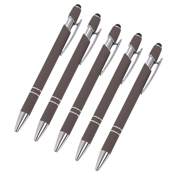 OutmaxHome 5 Pack Aluminum Stylus Ballpoint Pens - 0.5mm Metal Pen for Writing & Touchscreen (10ml Ink, Push-Button Design)