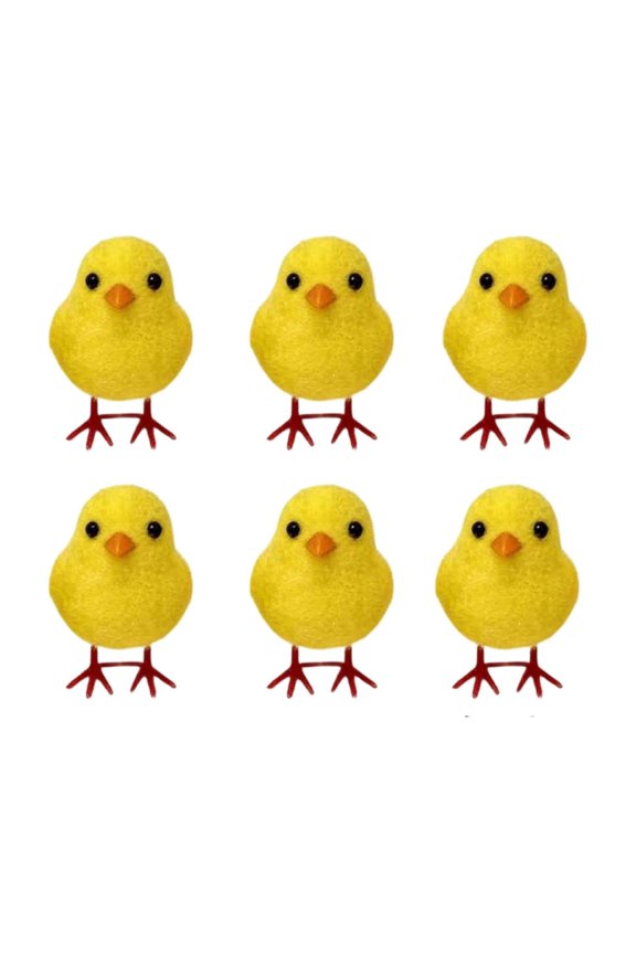 6 Pack Easter Flocked Chicks Easter Decorations Easter Basket Stuffers