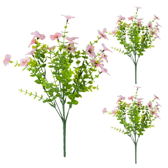 OutmaxHome 8 Bundles Artificial Flowers, Fake Artificial Greenery UV Resistant No Fade Faux Plastic Plants for Wedding Bridle Bouquet Indoor Outdoor Home Garden Kitchen Office Table Vase