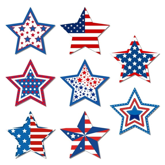 OutmaxHome 8pcs Independence Day Hanging Star, Star Decorations 4th of July Ornaments for Memorial Day Festival Christmas Tree Decor