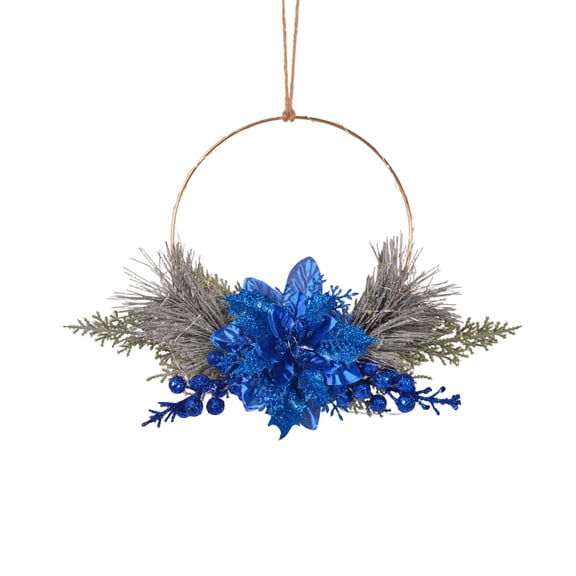 OutmaxHome Artificial Iron Hoop Wreath for Front Door, Spring Round Frame Garland for Party Front Door Window