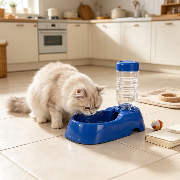 OutmaxHome Automatic Pet Water Dispenser, Gravity Refill Dog Cat Water Bowl, Leakproof Plastic Drinking Fountain for Small Medium Pets