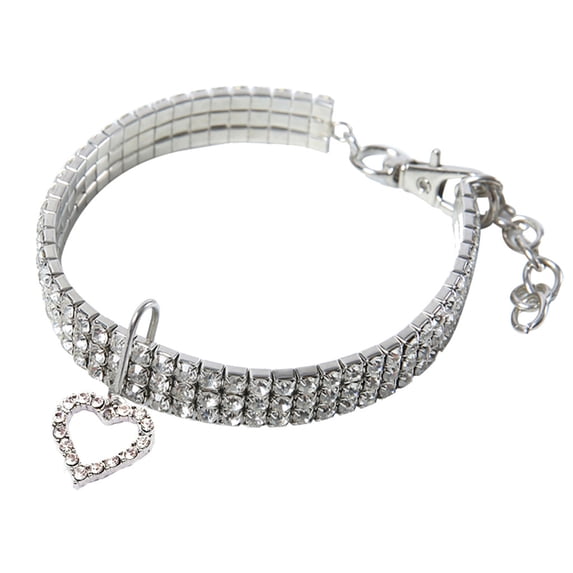 OutmaxHome Bling Rhinestones Pet Collars Glitter Pendant Dog Collars Adjustable Crystal Cat Collar Elastic Pet Necklace for Small Pet Cat Dogs Puppy