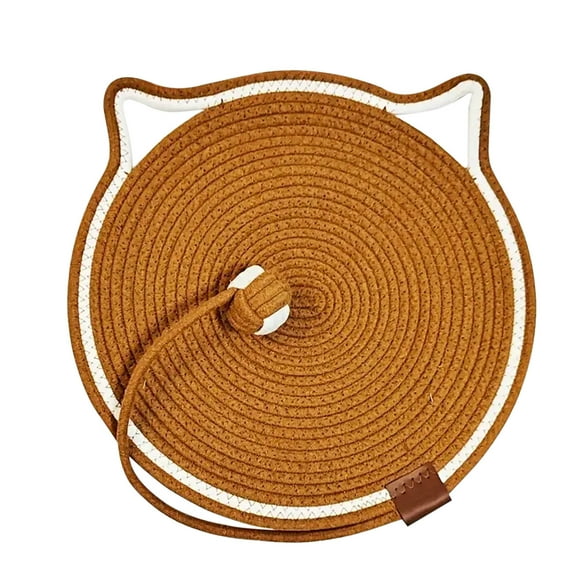OutmaxHome Cat Scratcher Mat, Natural Sisal Rope Cat Scratch Pad, Round Horizontal Floor Cat Scratching Pads for Indoor Cats, Cat Furniture Protector for Wall, Couch, Carpets, Sofas