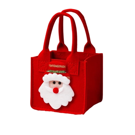 OutmaxHome Christmas Felt Gift Tote Bag, Cute Pattern Design Decor Gift Storage Bag, for Holiday Party Gift Wrapping