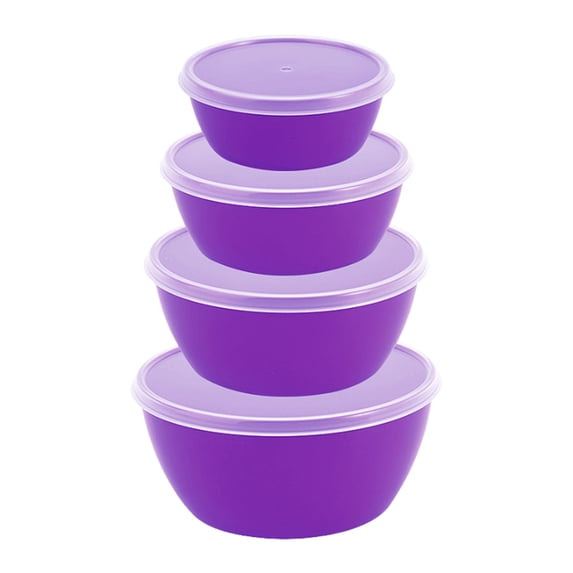 OutmaxHome Classic Prep Bowls with Lids Set of 4 Nesting Bowls for Leftovers, Meal Prep, Steam Vent/Air-Tight Lid, For Soup Freezer Storage