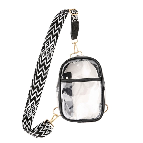 OutmaxHome Clear Bag Stadium Approved, PVC Transparent Crossbody Purse Small Clear Crossbody Bag with Adjustable Shoulder Strap